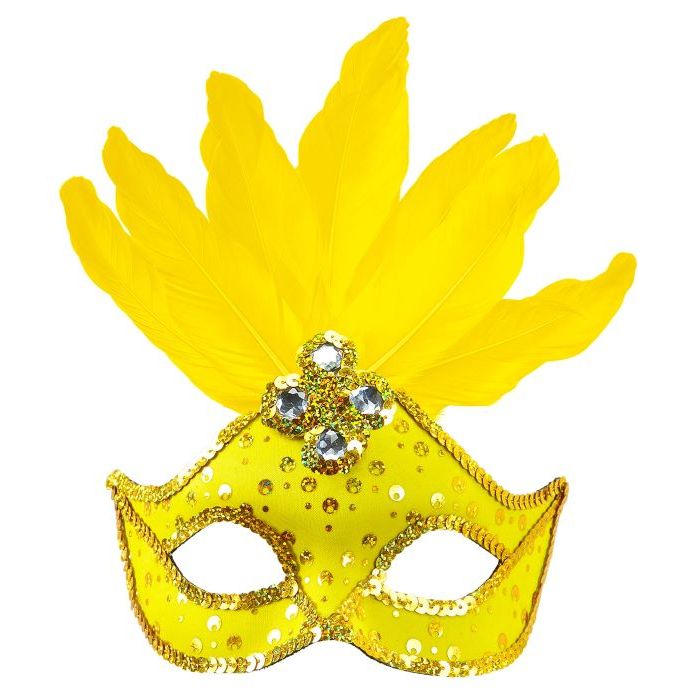 Gul brasiliansk mask med fjädrar