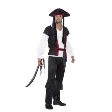 Klassisk piratkostym med röda detaljer