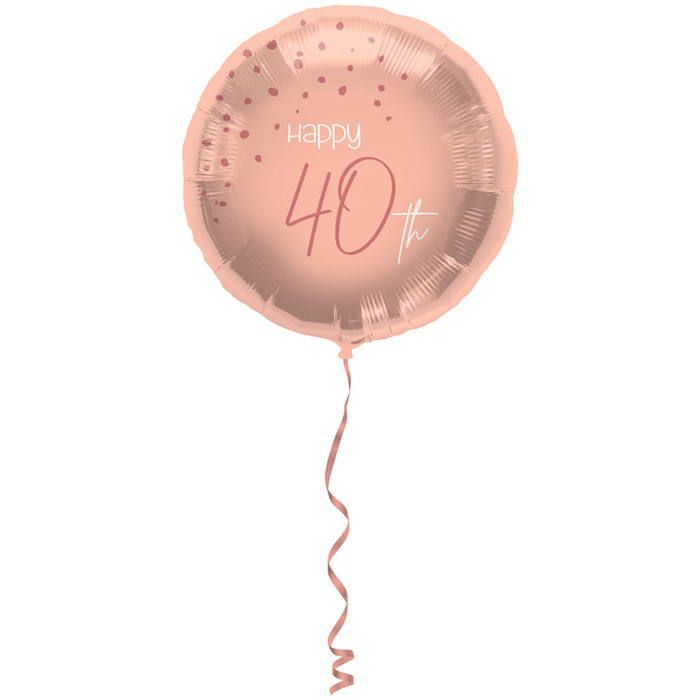 "Happy 40th" Folieballong Rosa - 45 cm