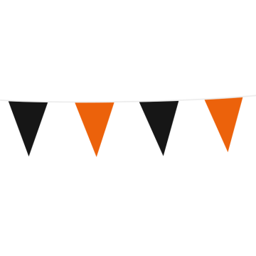 Svart och orange halloween flaggirlang - 10 m