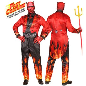 Satan kostym för herrar med mask och horn