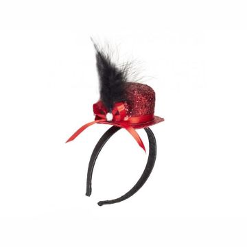 Mini Glitter Rund Tophatt - Röd