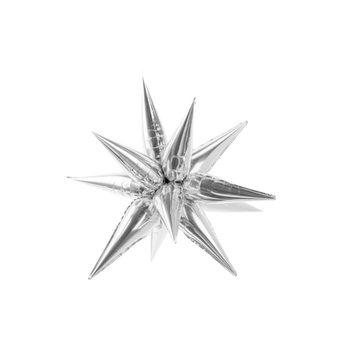 Silverfärgad 3D-stjärna folieballong - 70 cm