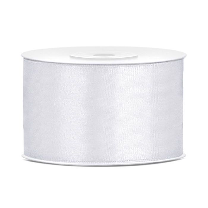 Vitt satinband - 38 mm x 25 m