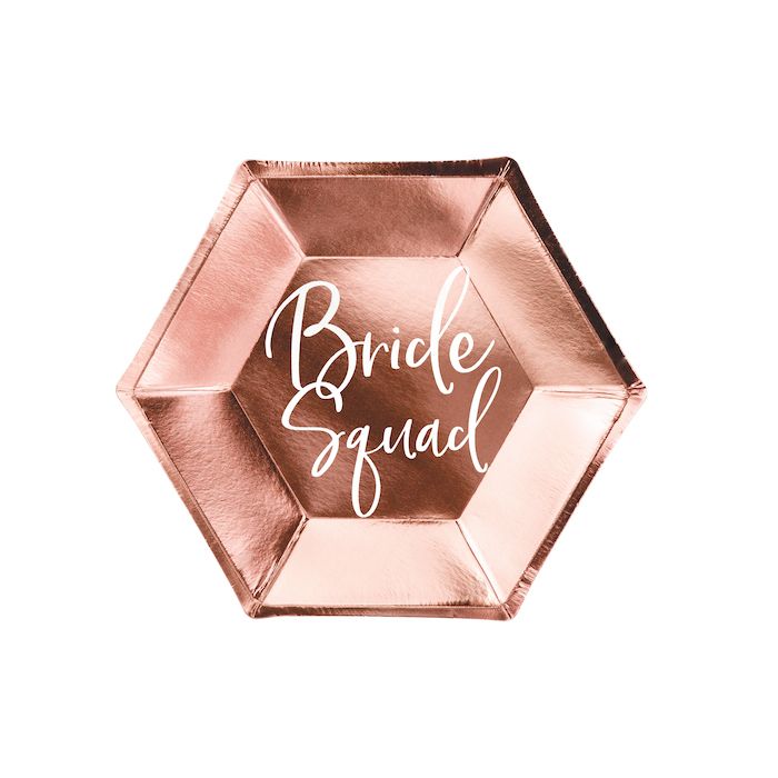 Rose Gold Bride Squad Paptallrik 6x - 23 cm