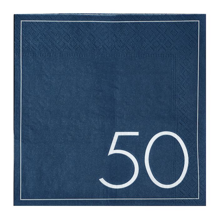 50 års födelsedags servetter i Blå 16x