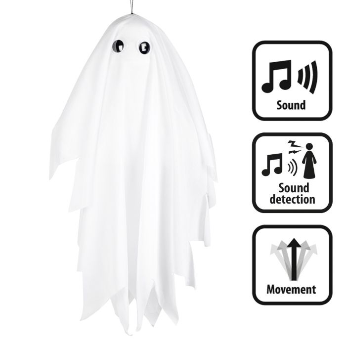 Skakande halloween-spöke med ljud för upphängning - 48 cm