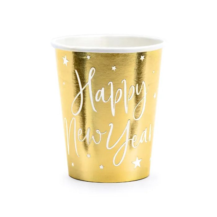Happy New Year Muggar i Guld 6x - 220 ml