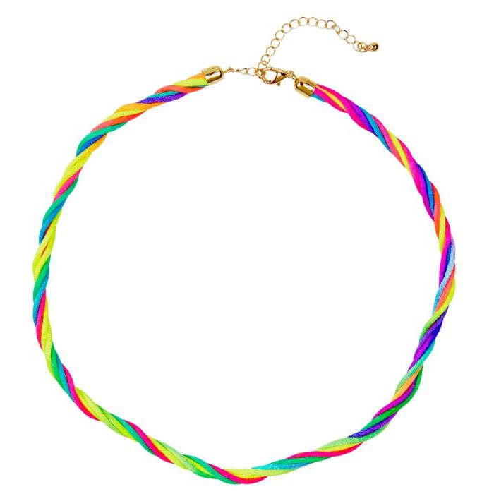 Snurrat neonskimrande regnbågsfärgat halsband - onesize