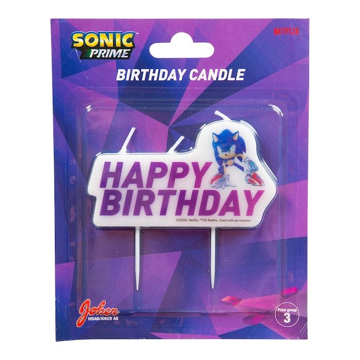 Sonic födelsedagskakeljus på pinne 6x10 cm 