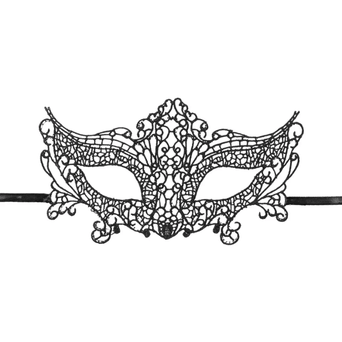 Svart spets karneval ögonmask - 20 cm