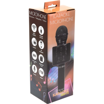Uppladdningsbar trådlös karaokemikrofon svart 7,5x22,5 cm