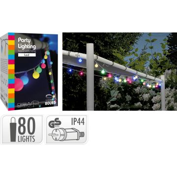 Ljusslinga med 80 LED i flera färger och vita kulor