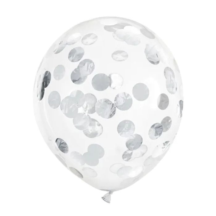 Ballonger med rund silverkonfetti 6x - 30 cm