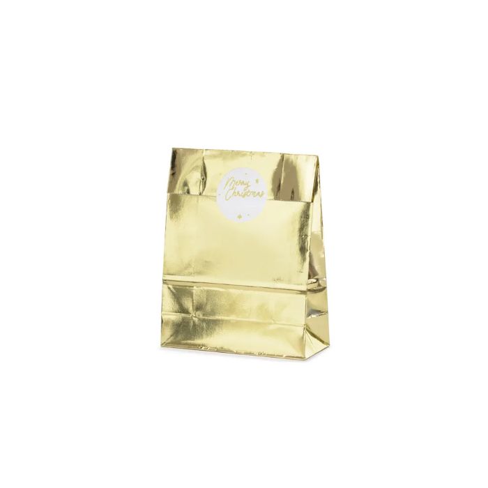 Presentpåse merry christmas guld 3x 25x38x11cm