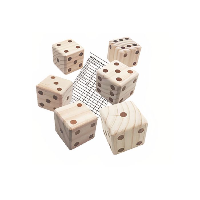 Jättestort yatzyspel för trädgården inkl 6 tärningar 7x7x7 cm och block