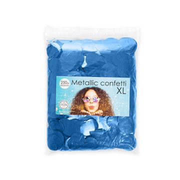 Rundt Metalliskt Blå Konfetti - 250 gram
