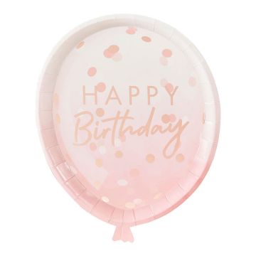 Rose Gold Ballon formade Tallrikar 8x