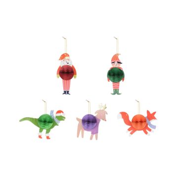Honeycomb julfigurer mix 5x - 8-18,5x12-16,5 cm