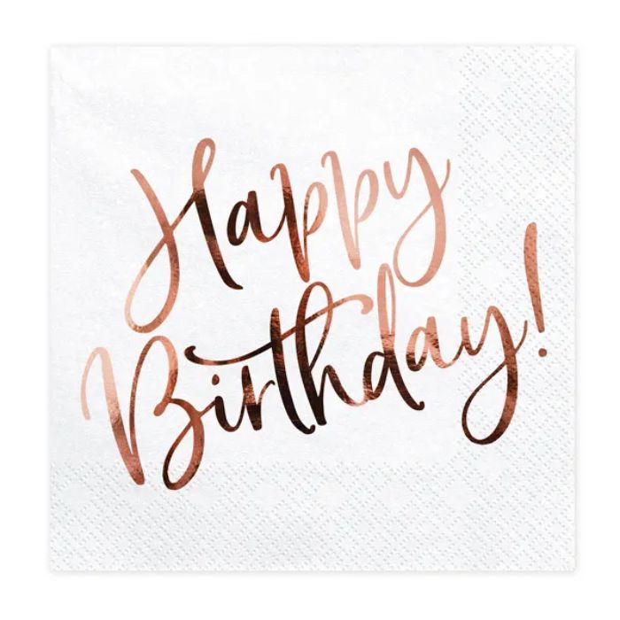 Happy birthday servetter vita 20x - 33x33cm