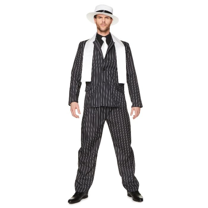 Retro svart gangster boss kostym