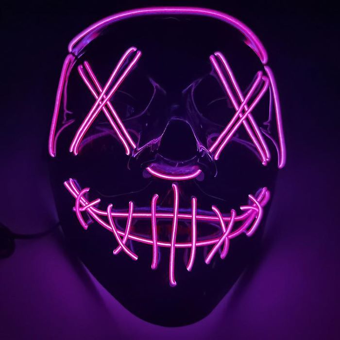 Läskig halloween LED-mask - Rosa dödskalle med kors