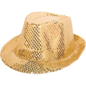 Paljetfedora i guld - onesize