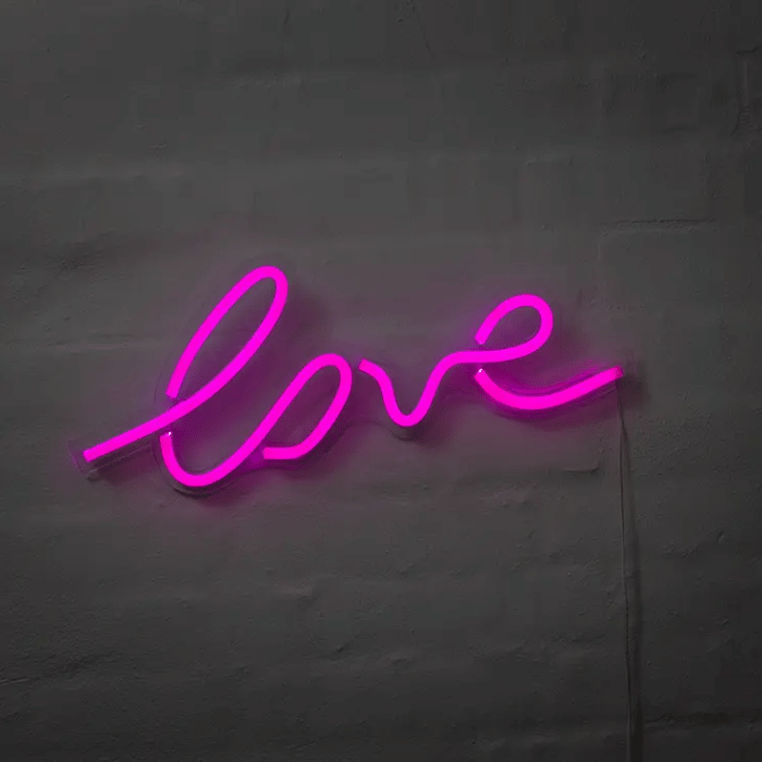 Love neon LED-skylt - 18x45 cm