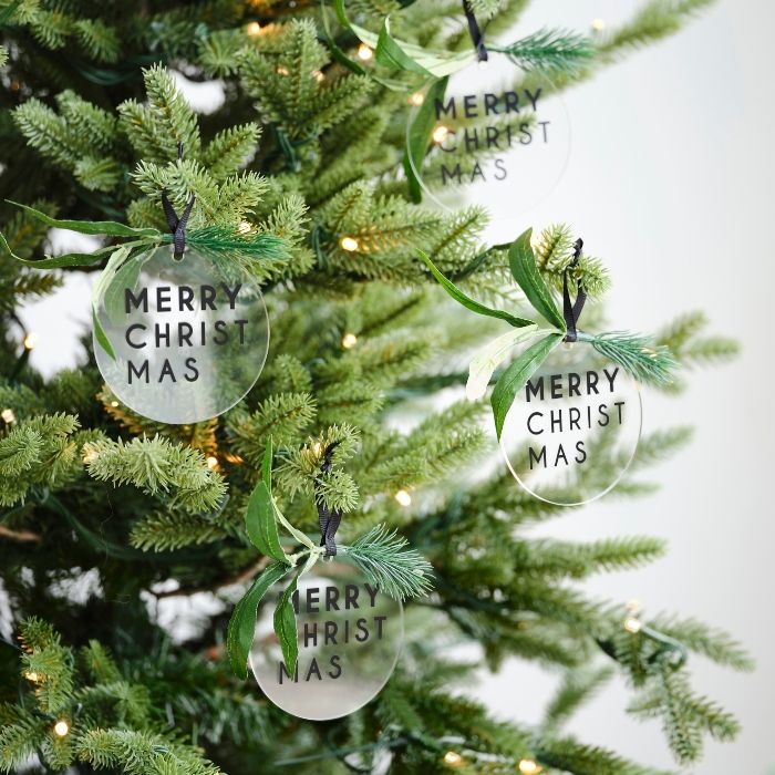 Julprydnad till julgran merry christmas 4x- 8,5 cm