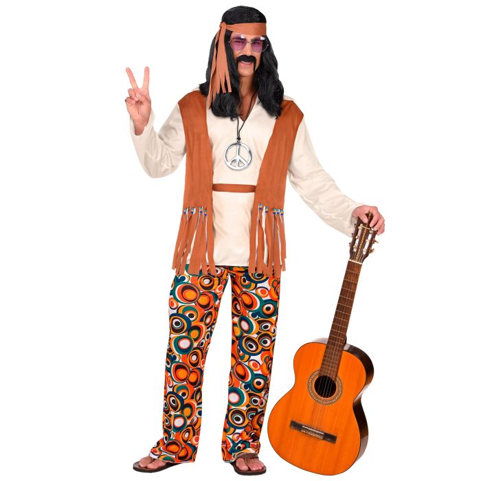 Hippie-set med väst, bälte och pannband