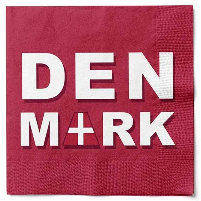 Röda servetter med Danmark motiv 20x Det Gamle Apotek - 33x33 cm