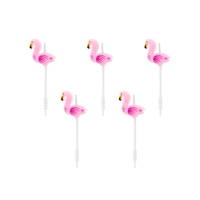 Flamingo-födelsedagsljus 5x - 3 cm