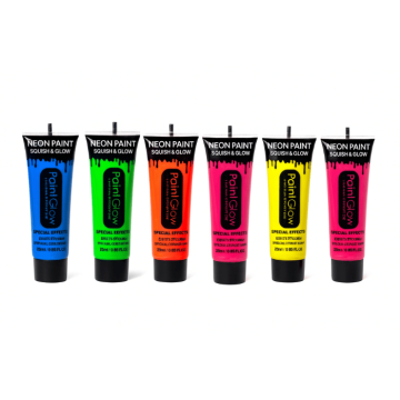 UV kroppsmålning 25 ml 6x paket neon