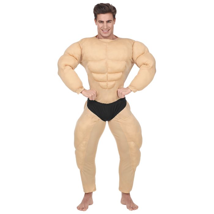 Rolig bodybuilder kostym i beige