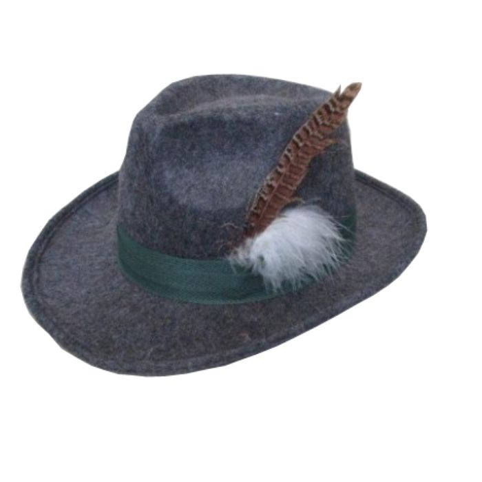 Tyrolerhatt till oktoberfest Bayern grå deluxe unisex one-size