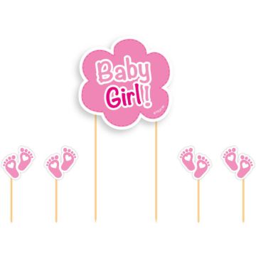 "Baby Girl" Tårtdekoration Rosa 5x