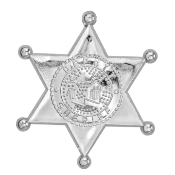 Silverfärgad cowboy sheriffstjärna