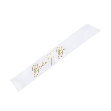 Vitt Bride To Be Snöre med Guldtext - 75 cm 