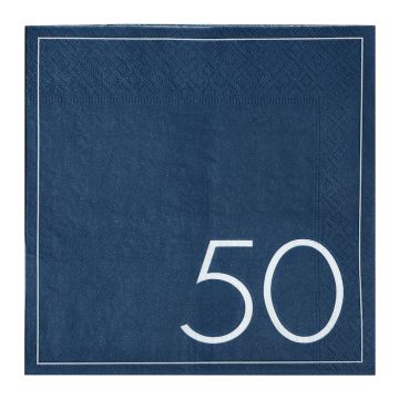 50 års födelsedags servetter i Blå 16x