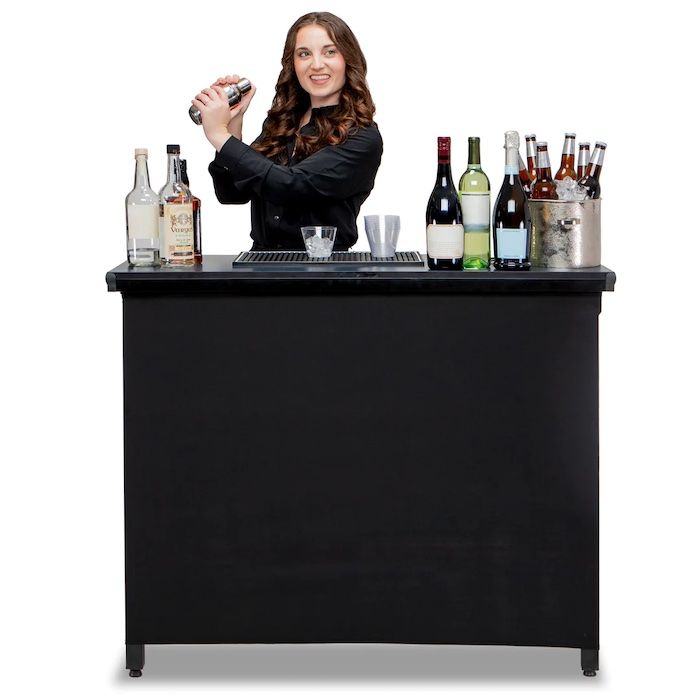 Mobil bar svart cocktailbar inkl. väska transportabel - 115x100 cm