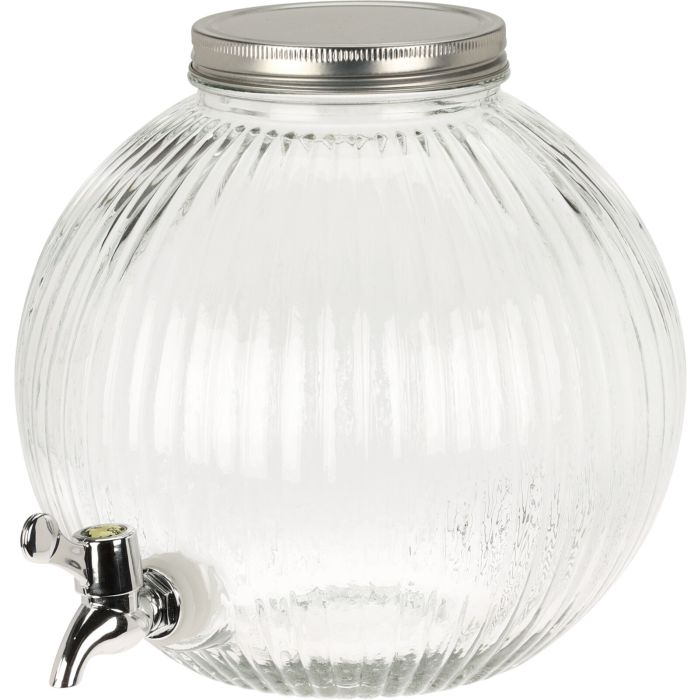 Dryckesdispenser i ribbat glas med kran 5,5 liter