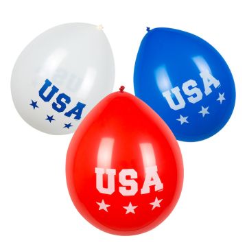 USA ballonger röd, vit och blå 6x - 25 cm
