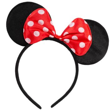 Minnie hårband med prickig röd rosett