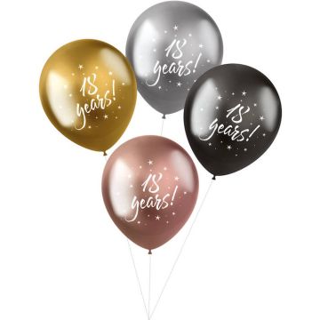 18 År Ballonger Metallic 4x - 33 cm