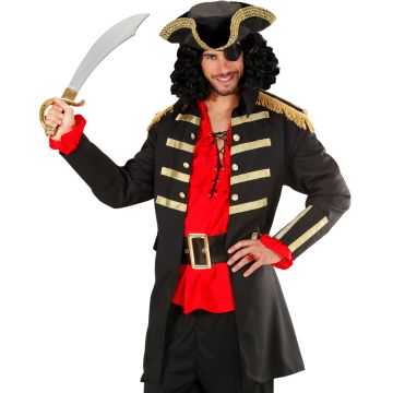 Svart piratkapten-kostym för herr