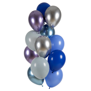 Metallic flerfärgad ballongbukett 12x - 33 cm