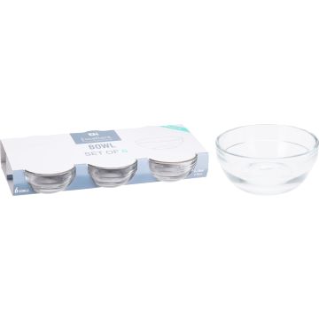Glasskålar i klart glas, set av 6, 80 ml