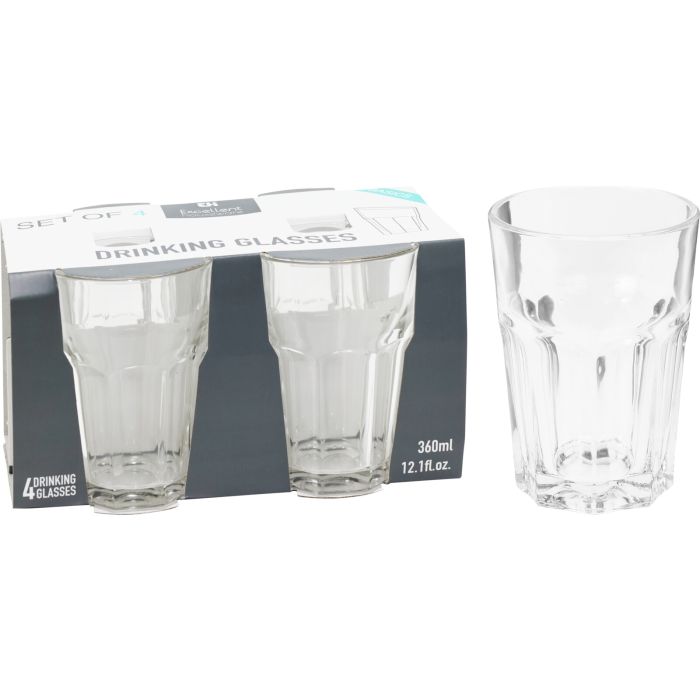 Facetterade dricksglas 4 stk. 360 ml