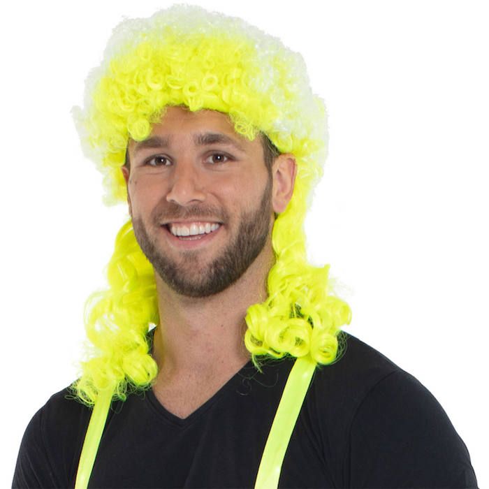 Neon gul afroperuk med lockar