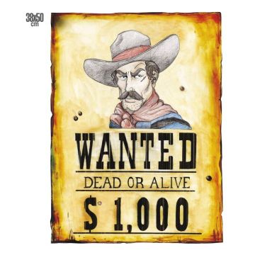 Western cowboy belöning affisch - 50x38 cm